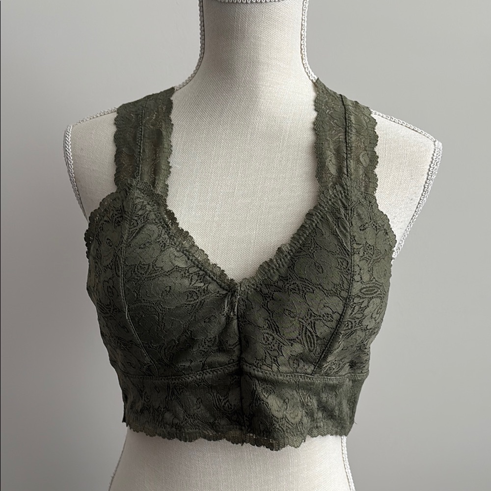 NWT Women’s Lace Bralette Set Padded Very Soft Light Coral and Olive XL - Picture 8 of 15